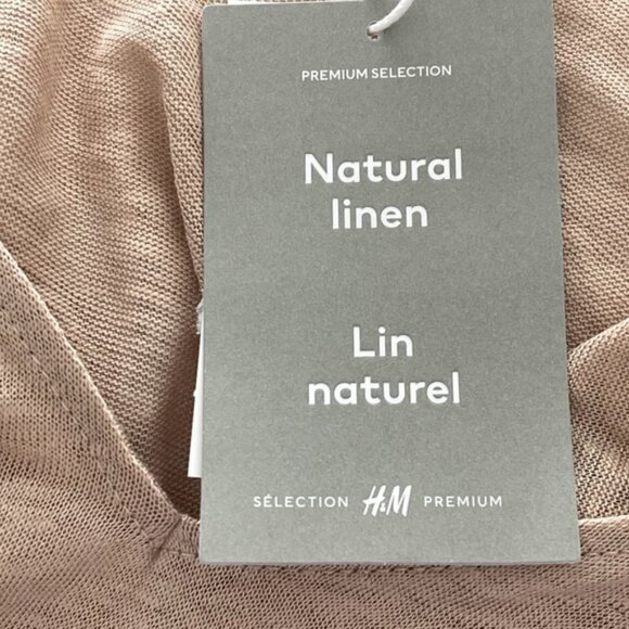 Beige H&M Women's Linen V-Neck Top - Picture 5 of 9